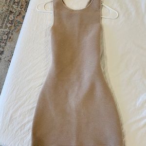 Abercrombie & Fitch Mini Bodycon  Open Back Dress Size XS Tan/ Beige NWT